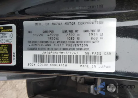 2021 Mazda Mazda3 2.5 Turbo Premium Plus из США, поврежденный, VIN JM1BPBNY9M1321243